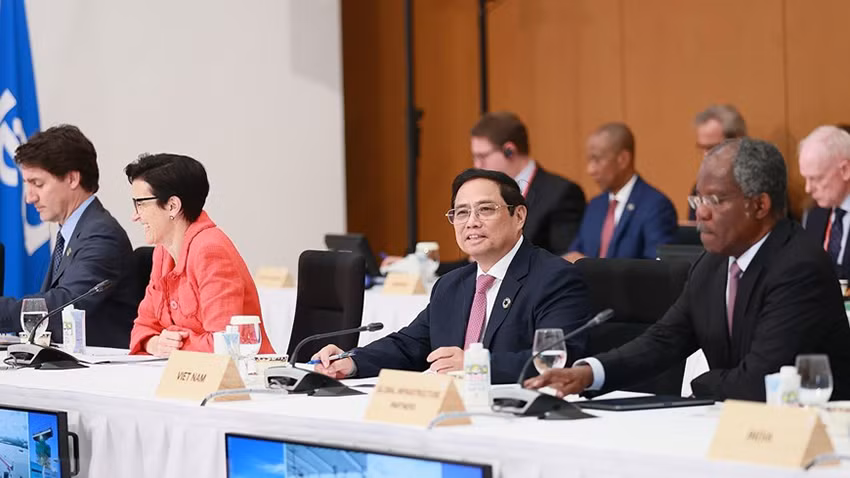 Thủ tướng Phạm Minh Chính tham dự phiên thảo luận đối tác về cơ sở hạ tầng và đầu tư toàn cầu.