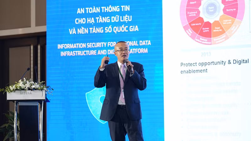Ông Li Hai, Giám đốc An ninh Bảo mật, Quan hệ Chính phủ và Truyền thông của Huawei tại sự kiện Vietnam Cyber Security Day 2024.