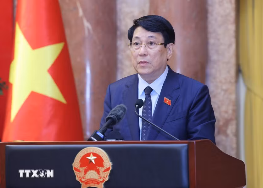 Chủ tịch nước Lương Cường phát biểu.