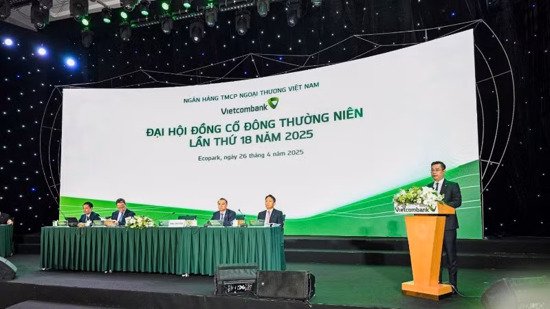 Ông Nguyễn Thanh Tùng-Chủ tịch Hội đồng quản trị Vietcombank phát biểu khai mạc Đại hội.
