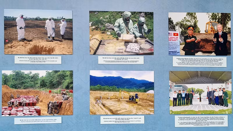 Hình ảnh về hoạt động xử lý hậu quả dioxin tại Việt Nam.