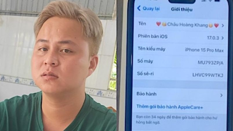 Đối tượng Châu Hoàng Khang và tang vật bị lực lượng chức năng thu giữ. (Ảnh Công an cung cấp)