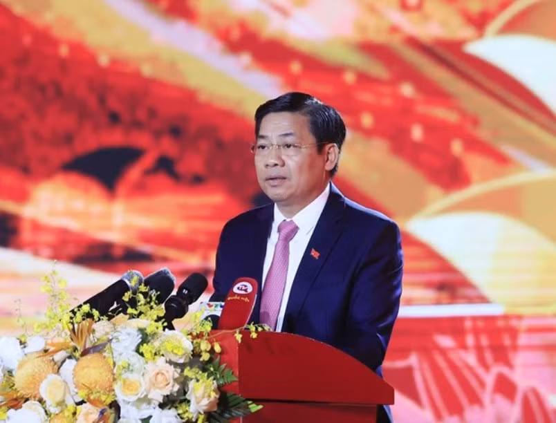 Bí thư Tỉnh ủy Bắc Giang Dương Văn Thái đọc diễn văn tại Lễ kỷ niệm. (Ảnh: Thống Nhất/TTXVN)