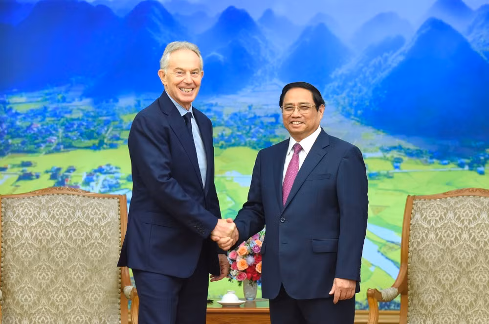Thủ tướng Phạm Minh Chính tiếp ông Tony Blair, cựu Thủ tướng Anh, Chủ tịch điều hành Viện Tony Blair vì sự thay đổi toàn cầu.