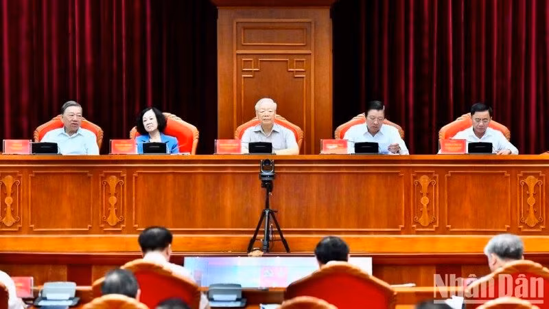 Tổng Bí thư Nguyễn Phú Trọng chủ trì Hội nghị. (Ảnh: Đăng Khoa)