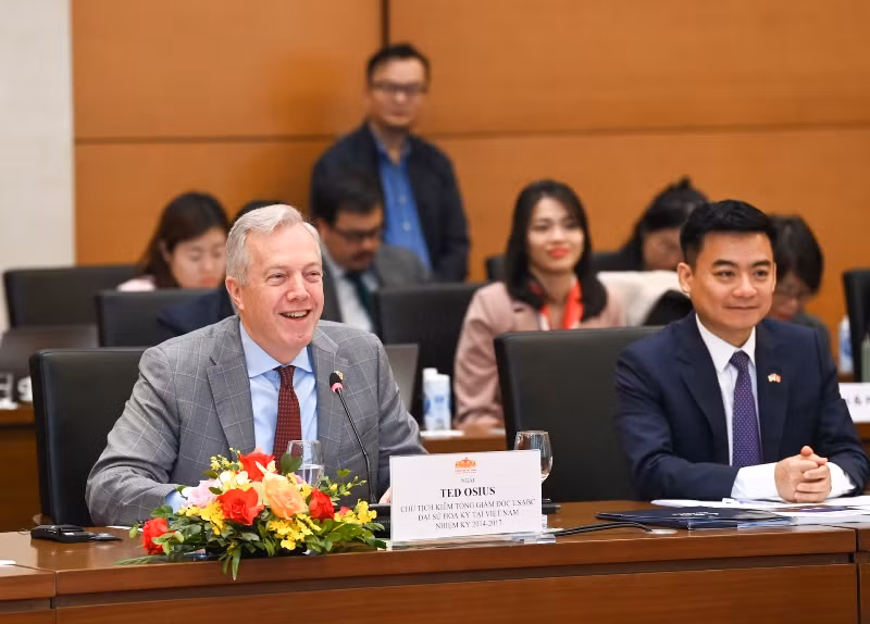 Chủ tịch kiêm Tổng Giám đốc USABC Ted Osius phát biểu tại cuộc làm việc. (Ảnh: DUY LINH)