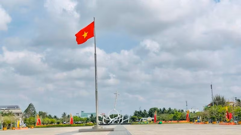 Một góc quảng trường Hùng Vương tại thành phố Bạc Liêu.