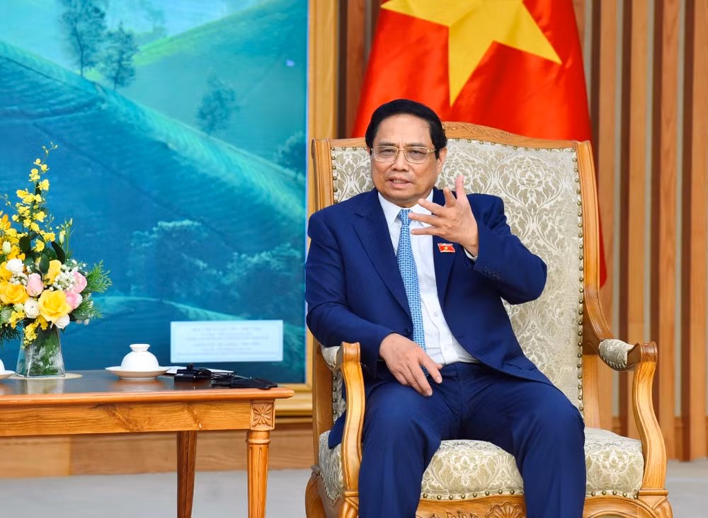 Thủ tướng Phạm Minh Chính phát biểu tại buổi tiếp bà Emily Blanchard.