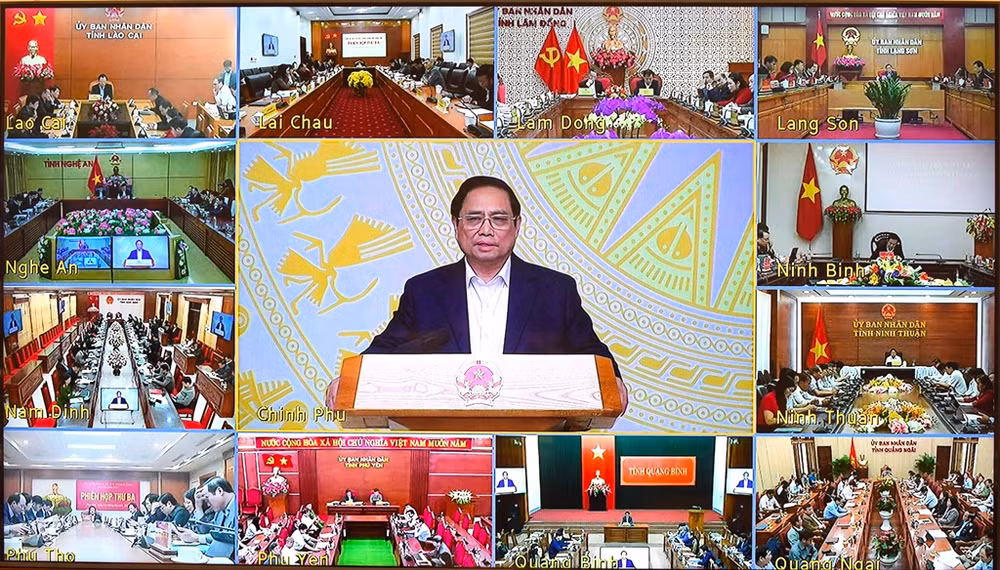 Thủ tướng Phạm Minh Chính chủ trì phiên họp trực tuyến đến các tỉnh, thành phố.