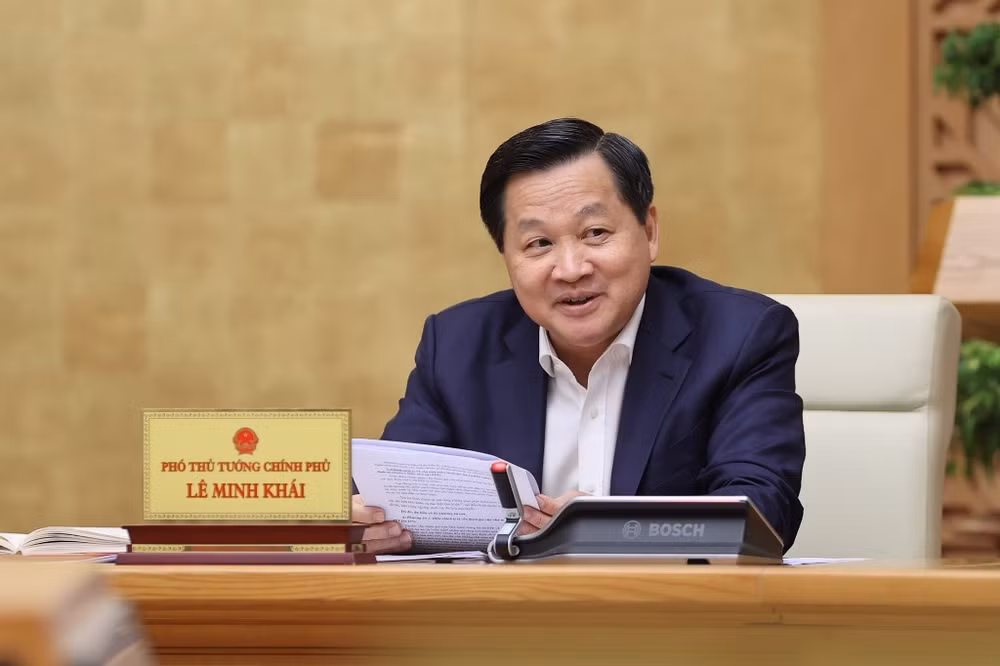 Phó Thủ tướng Lê Minh Khái phát biểu.