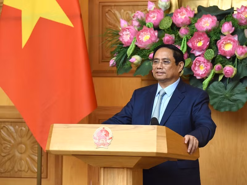 Thủ tướng Phạm Minh Chính phát biểu ý kiến tại cuộc tiếp.