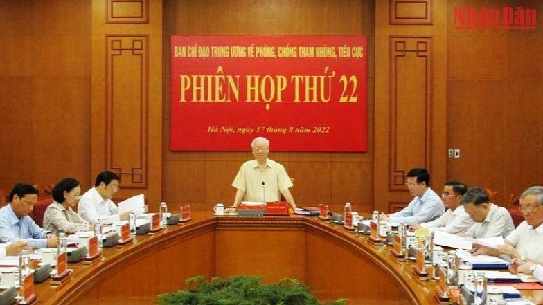 Tổng Bí thư Nguyễn Phú Trọng, Trưởng Ban Chỉ đạo phát biểu tại hội nghị.