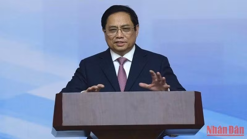 Thủ tướng Phạm Minh Chính phát biểu tại Hội nghị. (Ảnh: TRẦN HẢI)