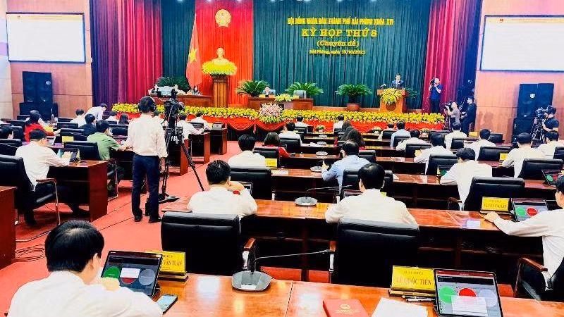 Kỳ họp thứ 8 (chuyên đề) Hội đồng nhân dân thành phố Hải Phòng khóa 16 quyết nghị 16 nội dung phát triển kinh tế-xã hội và tăng tốc giải ngân vốn đầu tư công.