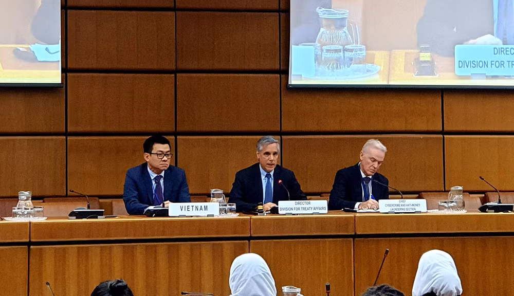 Đại sứ Vũ Lê Thái Hoàng (bên trái) khẳng định cam kết của Việt Nam trong cuộc chiến chống tội phạm mạng.