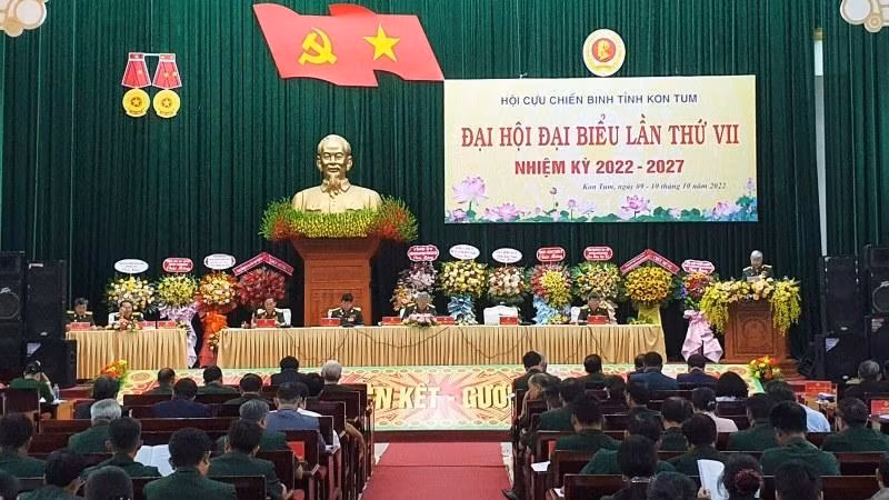 Toàn cảnh Đại hội Đại biểu Hội Cựu chiến binh tỉnh Kon Tum lần thứ 7, nhiệm kỳ 2022-2027.