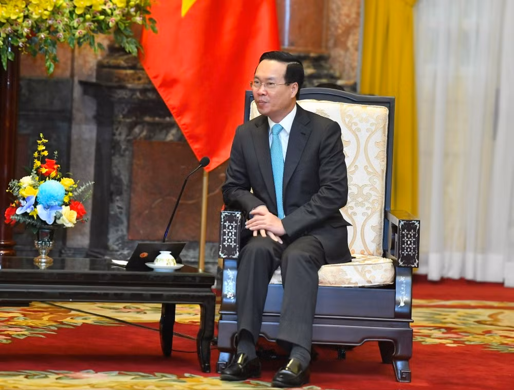 Chủ tịch nước Võ Văn Thưởng phát biểu tại buổi tiếp Chủ tịch Quốc hội Campuchia Samdech Khuon Sudary. Chủ tịch nước Võ Văn Thưởng phát biểu tại buổi tiếp Chủ tịch Quốc hội Campuchia Samdech Khuon Sudary.