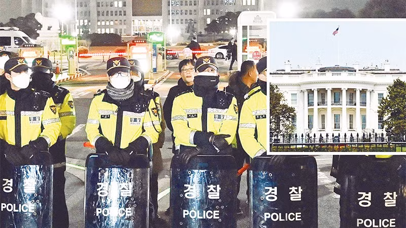 Cảnh sát Hàn Quốc tăng cường bảo vệ Nhà Quốc hội ở thủ đô Seoul.