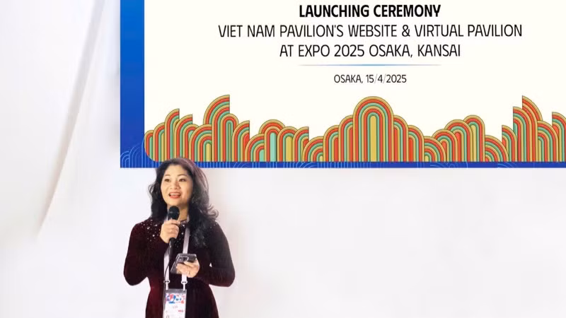 Bà Nguyễn Phương Hòa - Tổng đại diện Việt Nam tại EXPO 2025 Osaka phát biểu.