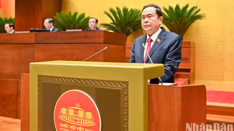 Chủ tịch Quốc hội Trần Thanh Mẫn phát biểu khai mạc Kỳ họp. (Ảnh: DUY LINH-BÙI GIANG)