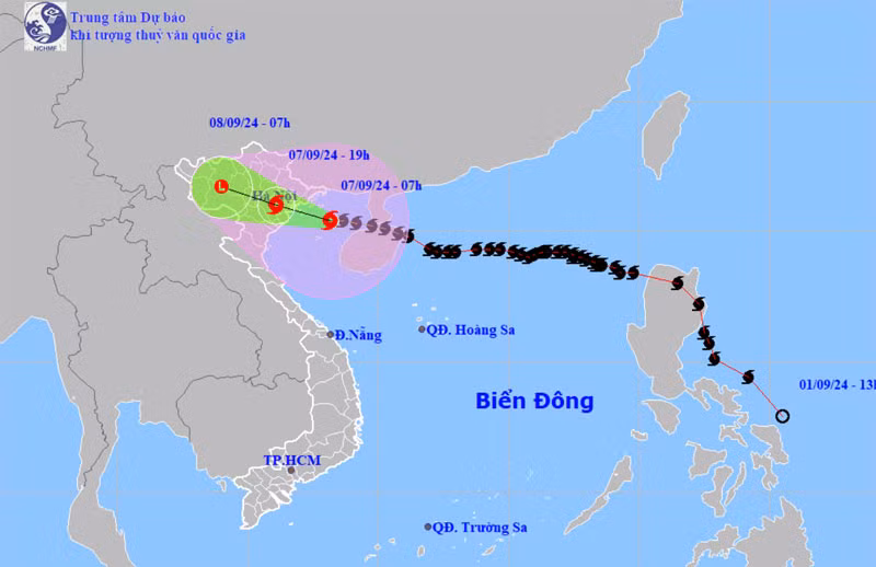 Vị trí và hướng di chuyển của bão số 3. (Nguồn: nchmf.gov.vn)