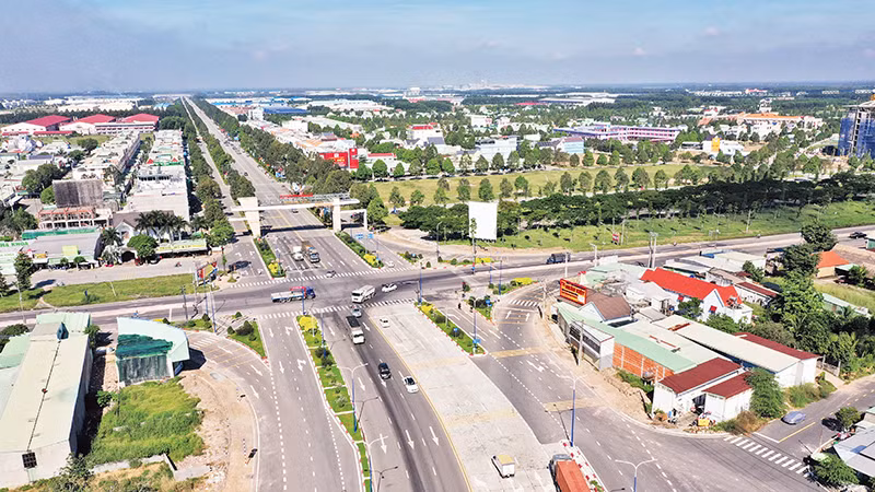 Một góc trung tâm huyện Bàu Bàng, tỉnh Bình Dương.