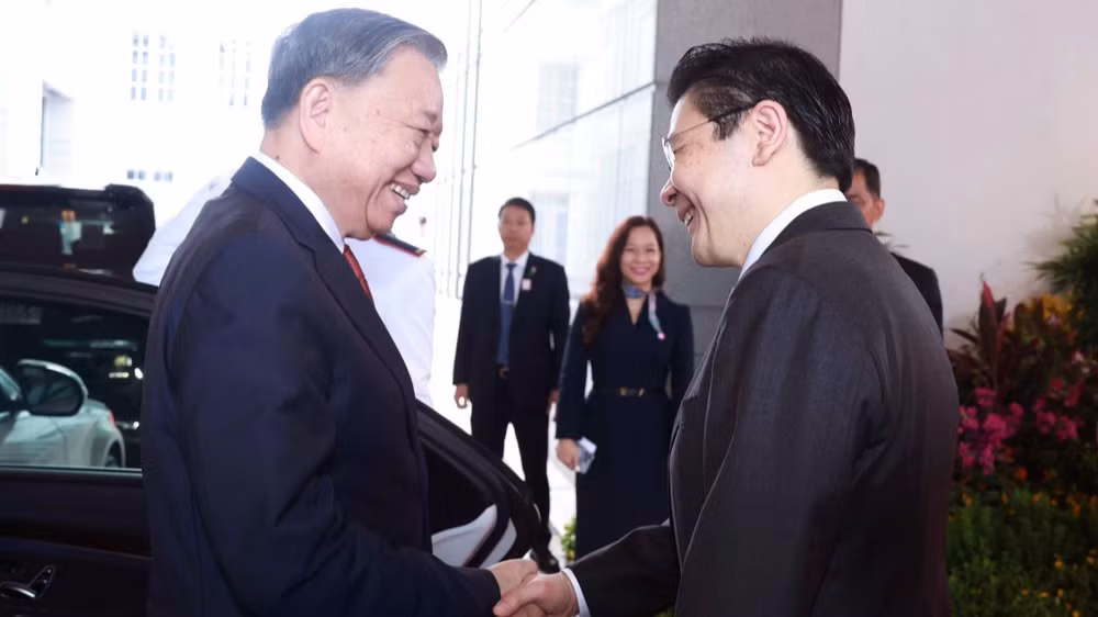 Thủ tướng Cộng hòa Singapore, Tổng Thư ký Đảng Hành động nhân dân Singapore (PAP) Lawrence Wong đón Tổng Bí thư Tô Lâm.