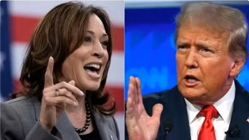 Phó Tổng thống Mỹ Kamala Harris (trái) và cựu Tổng thống Donald Trump. (Ảnh: AP/TTXVN)