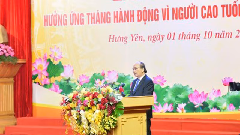 Chủ tịch nước Nguyễn Xuân Phúc phát biểu tại Lễ phát động Tháng hành động vì người cao tuổi Việt Nam 2022.