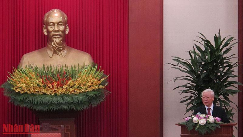 Tổng Bí thư Nguyễn Phú Trọng phát biểu tại buổi gặp mặt.