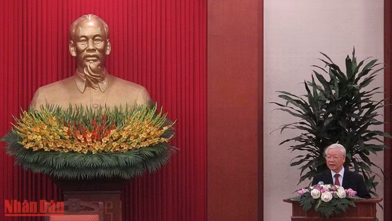 Tổng Bí thư Nguyễn Phú Trọng phát biểu tại buổi gặp mặt.