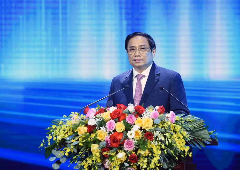 Thủ tướng Phạm Minh Chính phát biểu tại Lễ Công bố sản phẩm đạt Thương hiệu quốc gia Việt Nam năm 2022.