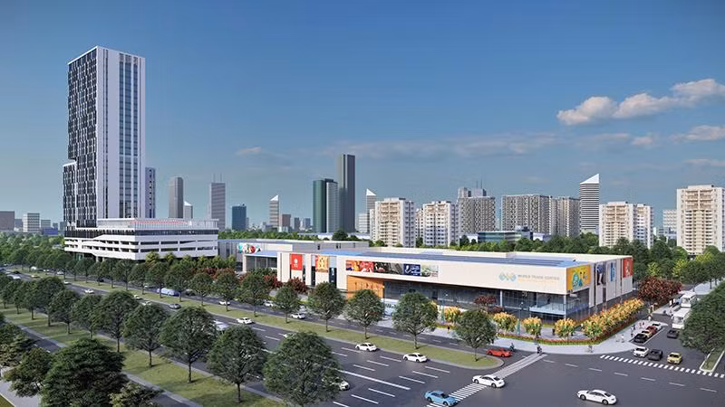 Phối cảnh Tòa nhà World Trade Center Tower tại Bình Dương được Tổng công ty Becamex IDC đầu tư xây dựng.