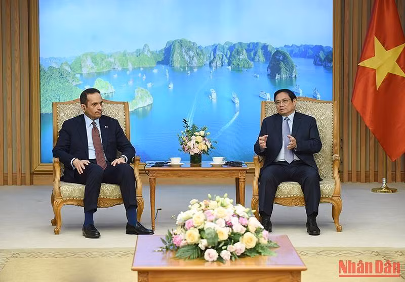 Thủ tướng Phạm Minh Chính tiếp Ngài Sheikh Mohammed bin Abdulrahman Al-Thani, Phó Thủ tướng, Bộ trưởng Ngoại giao Nhà nước Qatar.