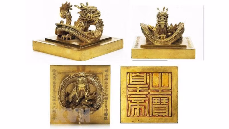 Kim ấn Hoàng đế chi bảo của vua Minh Mạng. (Nguồn: TTXVN)