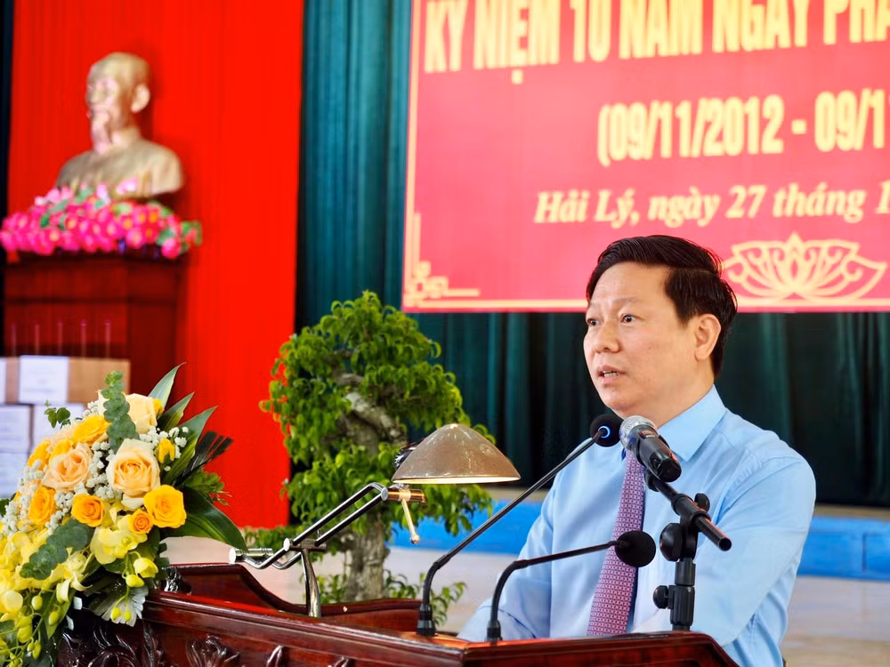 Ông Trần Thanh Lâm, Phó Trưởng Ban Tuyên giáo Trung ương phát biểu tại buổi lễ.