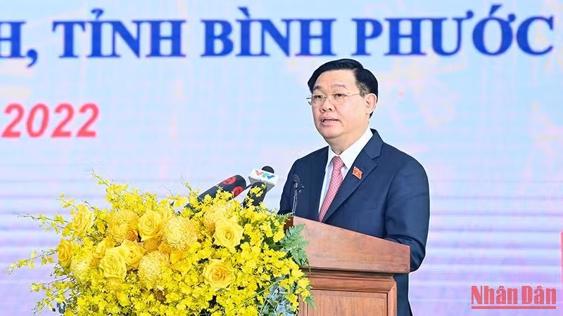 Chủ tịch Quốc hội Vương Đình Huệ phát biểu tại buổi lễ công bố. (Ảnh: Duy Linh)
