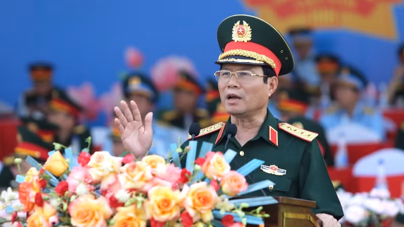 Đại tướng Nguyễn Tân Cương phát biểu đánh giá về buổi tổng hợp luyện.