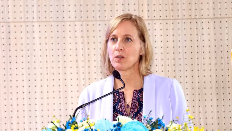 Bà Susan Burns, Tổng lãnh sự Hoa Kỳ tại Thành phố Hồ Chí Minh phát biểu tại sự kiện.