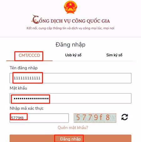 Màn hình đăng nhập hệ thống