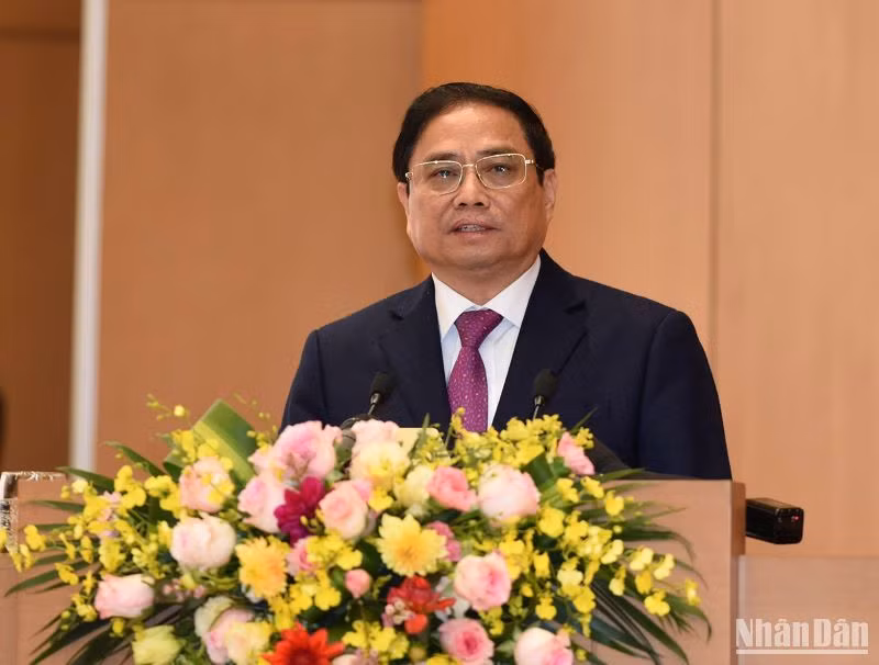 Thủ tướng Phạm Minh Chính phát biểu khai mạc hội nghị triển khai kế hoạch phát triển kinh tế-xã hội năm 2023.