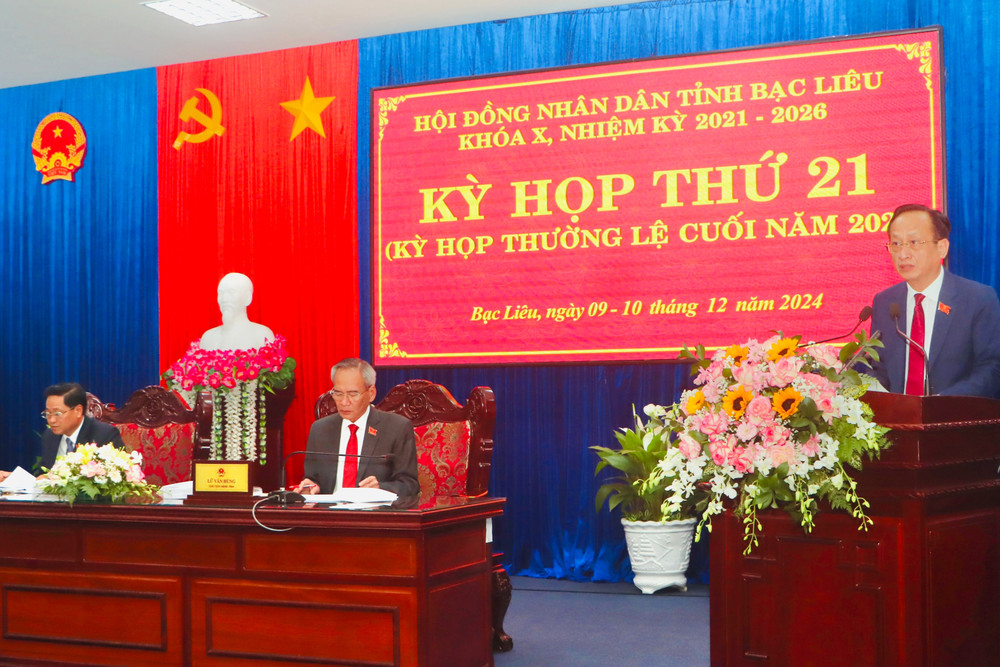 Kỳ họp thứ 21 Hội đồng nhân dân tỉnh Bạc Liêu thông qua 25 nghị quyết quan trọng phát triển kinh tế-xã hội.