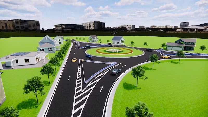 Phối cảnh nút giao thông đường dẫn vào cầu Trần Văn Sớm (thị xã Giá Rai, Bạc Liêu).