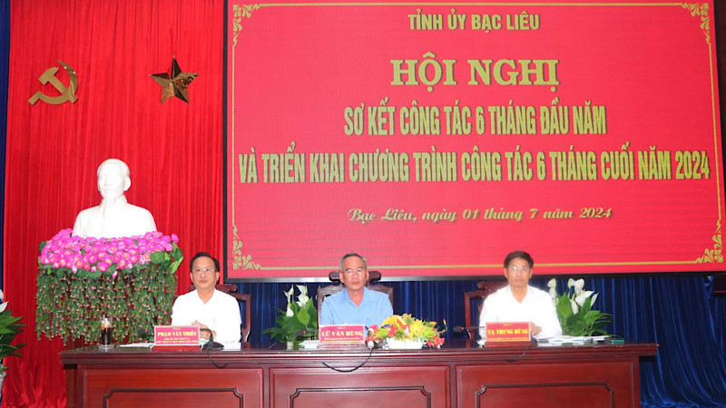 Các đồng chí Thường trực Tỉnh ủy Bạc Liêu chủ trì hội nghị.