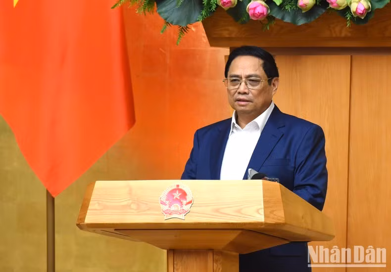 Thủ tướng Phạm Minh Chính phát biểu tại phiên họp Chính phủ thường kỳ tháng 8 năm 2023.