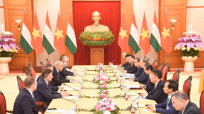 Quang cảnh buổi tiếp tại Trụ sở Trung ương Đảng. (Ảnh: TRẦN HẢI)