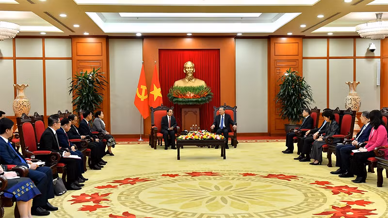 Quang cảnh buổi tiếp tại Trụ sở Trung ương Đảng. (Ảnh: ĐĂNG KHOA)