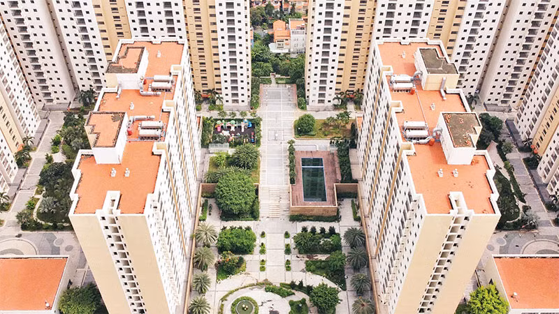 Khu tái định cư 38,4 ha thuộc phường Bình Khánh, thành phố Thủ Đức nợ phí quản lý vận hành chung cư. (Ảnh THẾ ANH)
