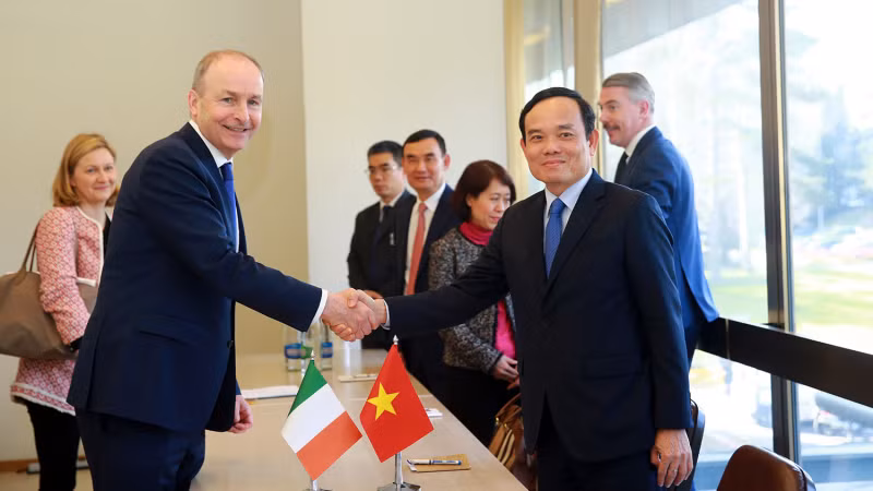 Phó Thủ tướng Trần Lưu Quang và Phó Thủ tướng, Bộ trưởng Ngoại giao và Quốc phòng Cộng hòa Ireland Michéal Martin. (Ảnh: baochinhphu.vn)