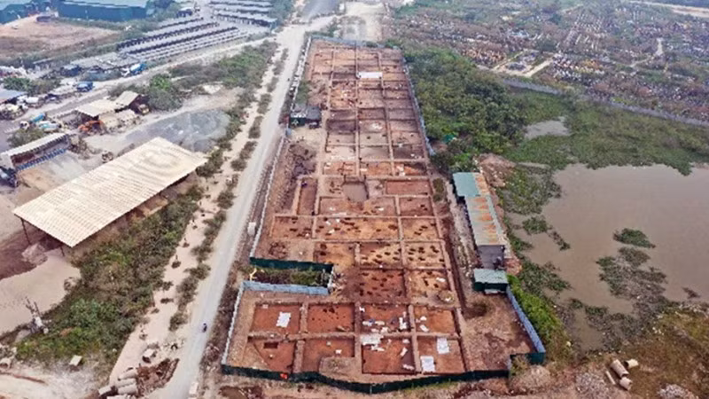 Khu vực khai quật phía tây Di chỉ Vườn Chuối. (Ảnh: Đoàn khai quật)